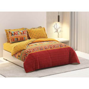 روتختی دونفره ساتین پنبه پلاس مدل Boho کد 8 کارینا 6 تکه 