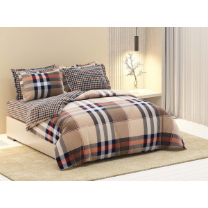 روتختی دونفره ساتین پنبه پلاس مدل Boxes کد 24 کارینا 6 تکه 