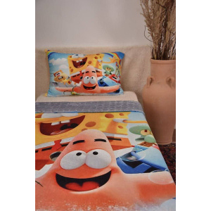  پتو طرح نوجوان با روبالشتی مدل  باب اسفنجی یک نفره 220*160 سانتی متر