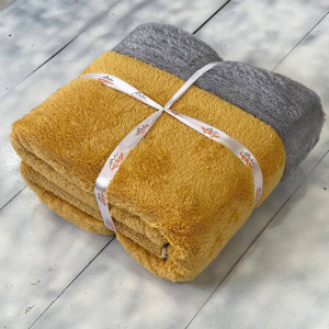 پتو یکنفره مدل Two Face رنگ خردلی