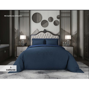 روتختی مخمل کالیفرنیا دو نفره کارینا 6 تکه رنگ سرمه ای