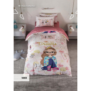 روتختی سه بعدی یک نفره طرح دختر تاج دار مدل 1059 کارینا 5 تکه سایز 120x200 