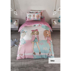 روتختی سه بعدی یک نفره طرح دختر مو فر مدل 1062 کارینا 5 تکه سایز 120x200 