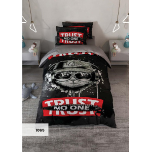 روتختی سه بعدی یک نفره طرح گربه عینکی مدل 1065 کارینا 5 تکه سایز 120x200 