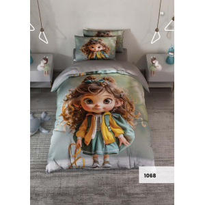 روتختی سه بعدی یک نفره طرح دختر بچه مدل 1068 کارینا 5 تکه سایز 120x200 