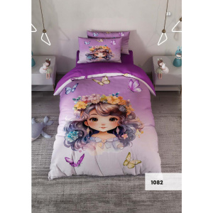 روتختی سه بعدی یک نفره طرح دخترونه مدل 1082 کارینا 5 تکه سایز 120x200 