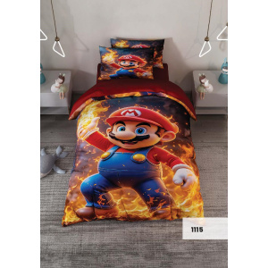 روتختی سه بعدی یک نفره طرح سوپر ماریو مدل 1115 کارینا 5 تکه سایز 120x200 