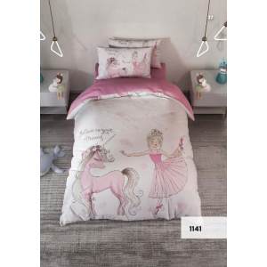 روتختی سه بعدی یک نفره طرح دختر پونی مدل 1141 کارینا 5 تکه سایز 120x200 