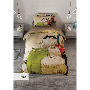 روتختی سه بعدی یک نفره طرح گربه مدل 1167 کارینا 5 تکه سایز 120x200 