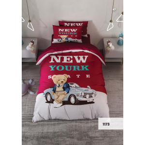 روتختی سه بعدی یک نفره طرح تدی نیویورک مدل 1173 کارینا 5 تکه سایز 120x200 