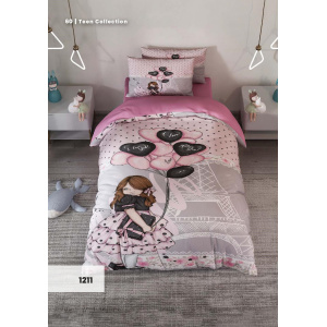 روتختی سه بعدی یک نفره طرح دخترونه مدل 1211 کارینا 5 تکه سایز 120x200 