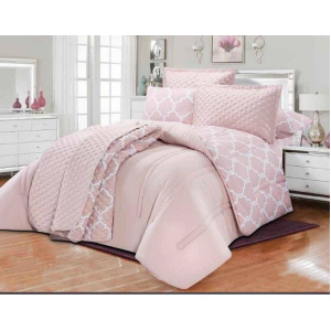 سرویس روتختی عروس لامیسون کاردلن مدل Mira رنگ صورتی دو نفره (کینگ) 7 تکه