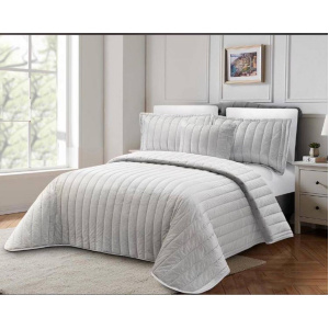 سرویس روتختی عروس لامیسون کاردلن مدل Eylul رنگ طوسی روشن دو نفره (کینگ) 7 تکه