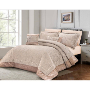 سرویس روتختی عروس لامیسون کاردلن مدل Eva رنگ نسکافه ای دو نفره (کینگ) 7 تکه