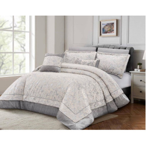 سرویس روتختی عروس لامیسون کاردلن مدل Eva رنگ طوسی دو نفره (کینگ) 7 تکه