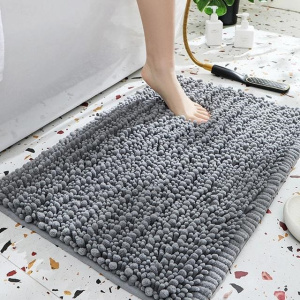 پادری آبگیر پرز بلند مدل پادری ماکارونی WS مدل پرزرنگ طوسی تیره سایز 50x80 سانتی متر