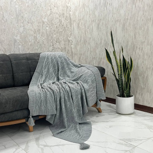 شال مبل و تخت مدل سایه طوسی روشن سایز 170×140 سانتی متر