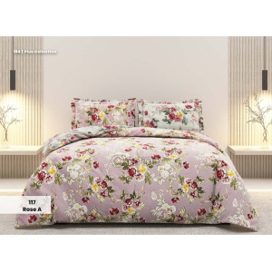 روتختی دونفره ساتین پنبه پلاس مدل Rose A کد 117 کارینا 6 تکه 