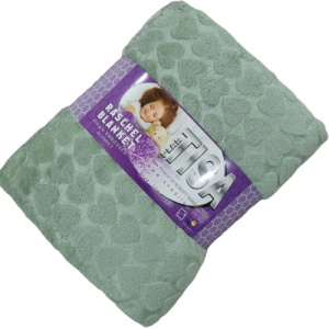 پتو مسافرتی دو نفره 200x220 شادیلون مدل تیسا قلبی سبز مغز پسته ای  