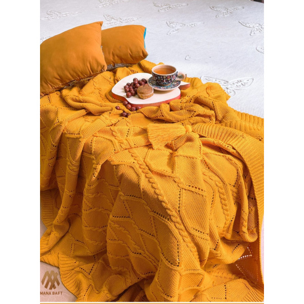 شال مبل و تخت مدل Arshida رنگ خردلی