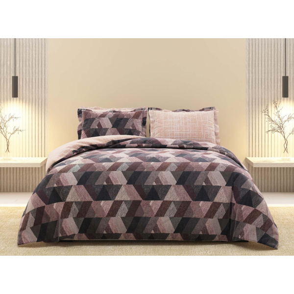 روتختی دونفره ساتین پنبه پلاس مدل Kubism B  کد 22 کارینا 6 تکه 