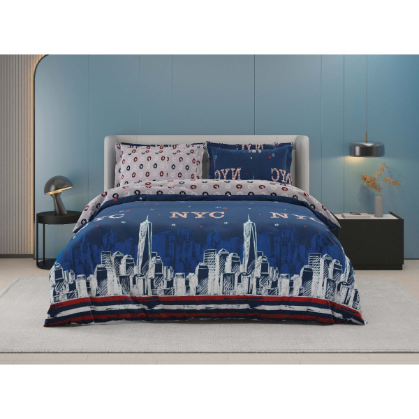 روتختی دونفره ساتین پنبه پلاس مدل New York کد 72  کارینا 6 تکه 