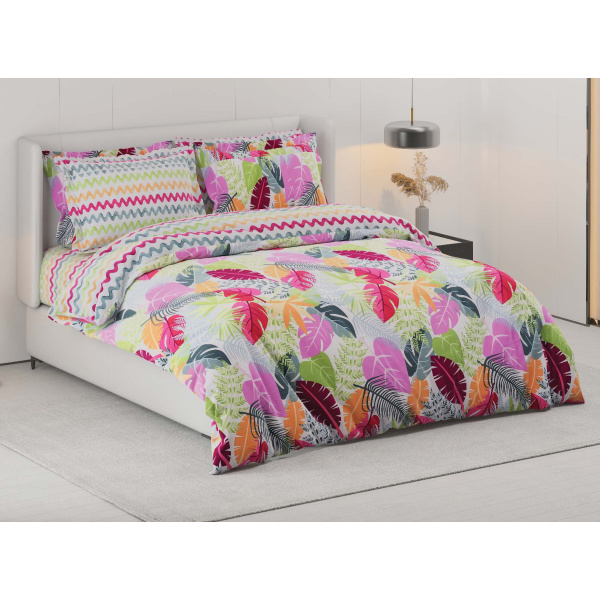 روتختی دونفره ساتین پنبه پلاس مدل Hawaii کد 88 کارینا 6 تکه 