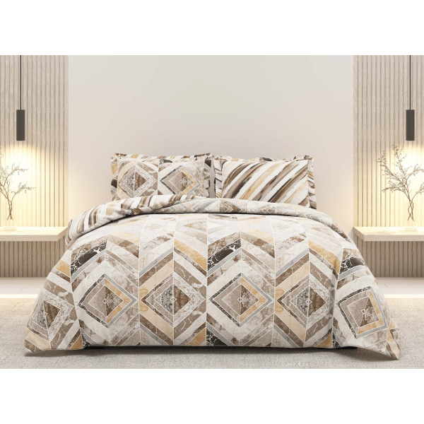 روتختی دونفره ساتین پنبه پلاس مدل Stone کد 103 کارینا 6 تکه 