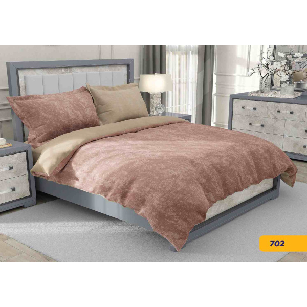 روتختی دو نفره اسپرت ساتین پنبه کلاسیک پلاس مدل 702 رنگ کالباسی کرم 