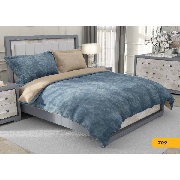 روتختی یکنفره اسپرت ساتین پنبه کلاسیک پلاس مدل 709رنگ آبی کرم 