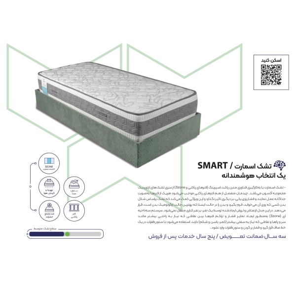 تشک طبی فنری دو نفره آکسون مدل اسمارت SMART سایز 160×200 سانتی متر