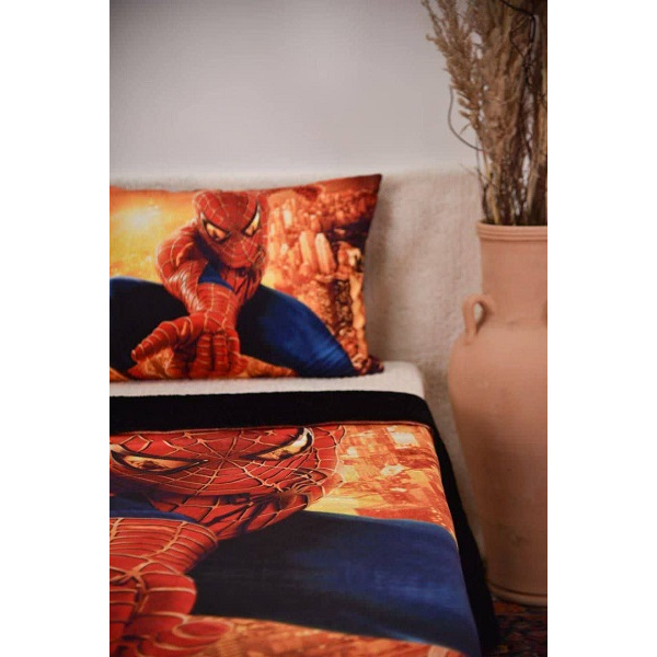  پتو طرح نوجوان با روبالشتی مدل مرد عنکبوتی یک نفره 220*160 سانتی متر