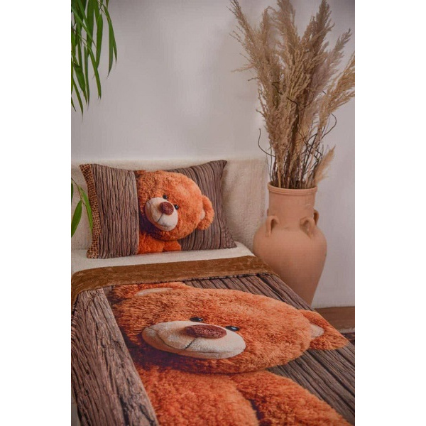  پتو طرح نوجوان با روبالشتی مدل خرسی یک نفره 220*160 سانتی متر