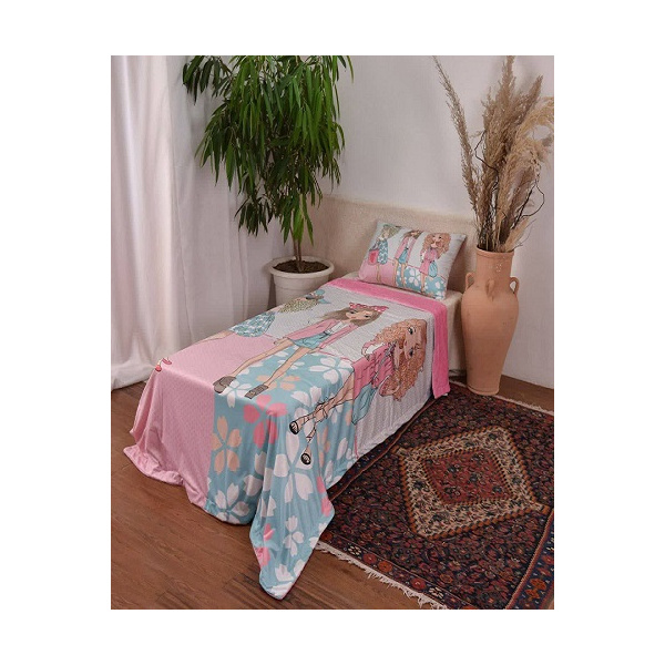  پتو طرح نوجوان با روبالشتی مدل سه دختر  یک نفره 220*160 سانتی متر