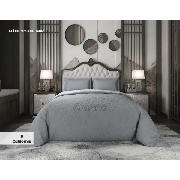 روتختی مخمل کالیفرنیا دو نفره کارینا 6 تکه رنگ طوسی روشن 