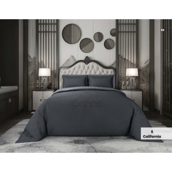 روتختی مخمل کالیفرنیا دو نفره کارینا 6 تکه رنگ طوسی تیره 