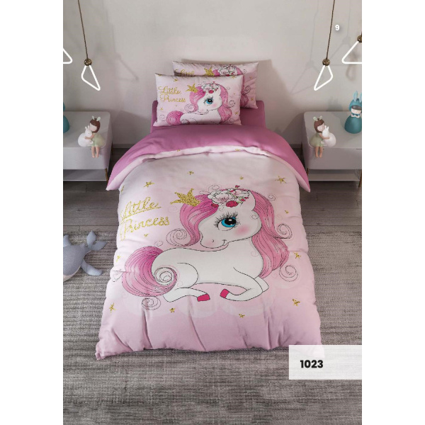 روتختی سه بعدی یک نفره طرح پونی مدل 1023 کارینا 5 تکه سایز 120x200 