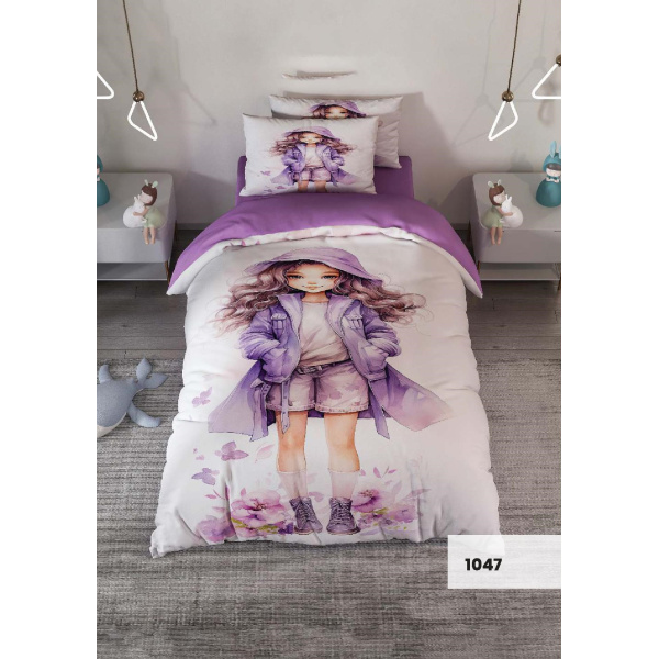 روتختی سه بعدی یک نفره طرح دخترونه مدل 1047 کارینا 5 تکه سایز 120x200 