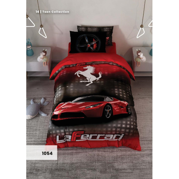 روتختی سه بعدی یک نفره طرح ماشین فراری مدل 1054 کارینا 5 تکه سایز 120x200 