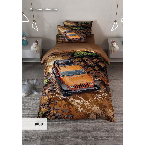 روتختی سه بعدی یک نفره طرح ماشین جیپ مدل 1069 کارینا 5 تکه سایز 120x200 