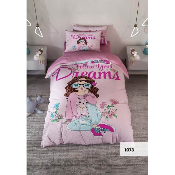 روتختی سه بعدی یک نفره طرح دخترونه مدل 1072 کارینا 5 تکه سایز 120x200 