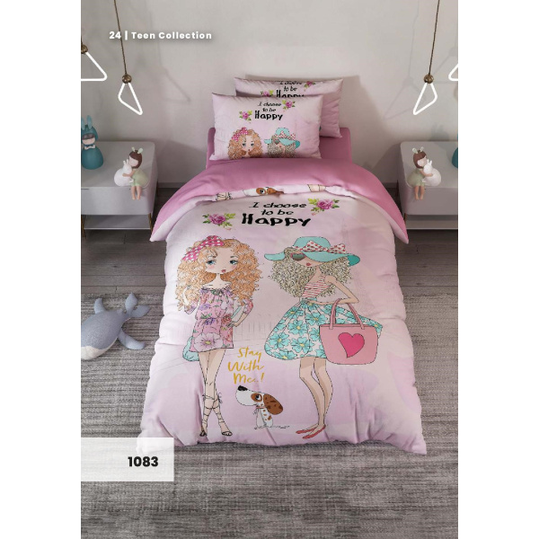 روتختی سه بعدی یک نفره طرح دختر مو فر مدل 1083 کارینا 5 تکه سایز 120x200 