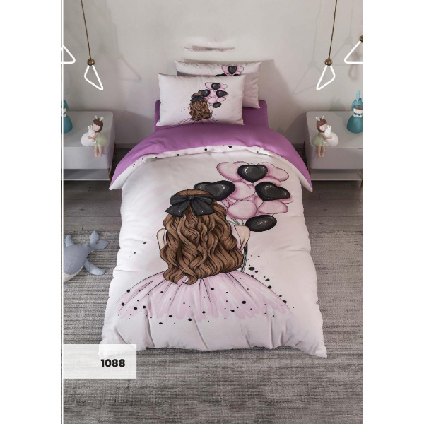 روتختی سه بعدی یک نفره طرح دختر مو بلند مدل 1088 کارینا 5 تکه سایز 120x200 