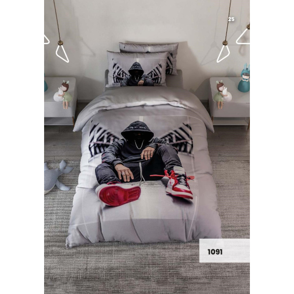 روتختی سه بعدی یک نفره طرح پسرونه مدل 1091 کارینا 5 تکه سایز 120x200 