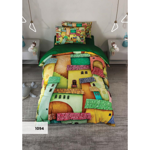 روتختی سه بعدی یک نفره طرح خونه مدل 1094 کارینا 5 تکه سایز 120x200 