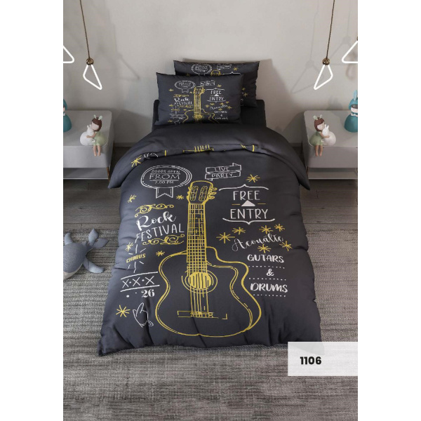 روتختی سه بعدی یک نفره طرح گیتار مدل 1106 کارینا 5 تکه سایز 120x200 