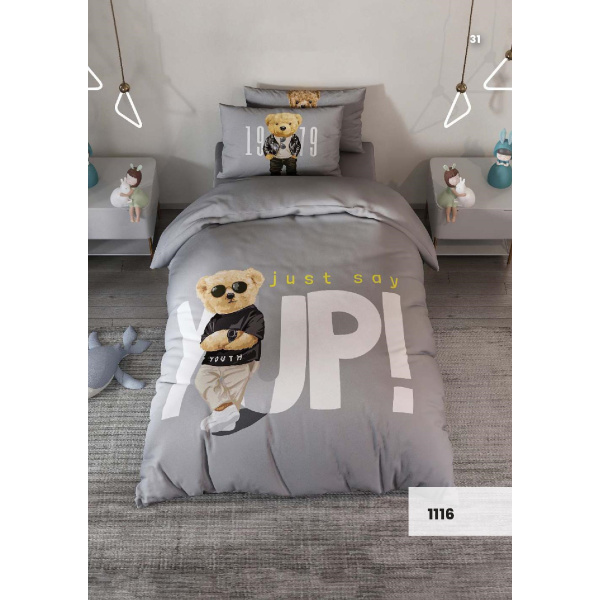 روتختی سه بعدی یک نفره طرح تدی مدل 1116 کارینا 5 تکه سایز 120x200 