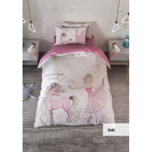 روتختی سه بعدی یک نفره طرح دختر پونی مدل 1141 کارینا 5 تکه سایز 120x200 