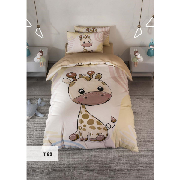 روتختی سه بعدی یک نفره طرح بچه زرافه مدل 1162 کارینا 5 تکه سایز 120x200 