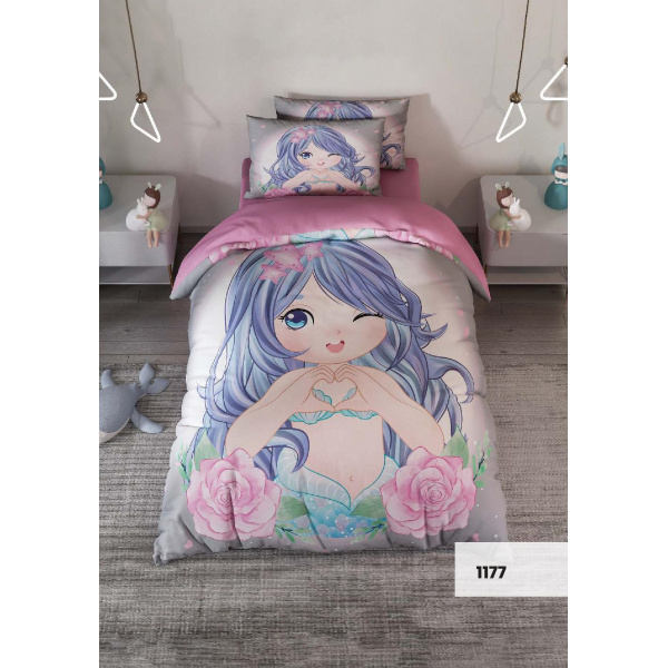 روتختی سه بعدی یک نفره طرح پری دریایی مدل 1177 کارینا 5 تکه سایز 120x200 